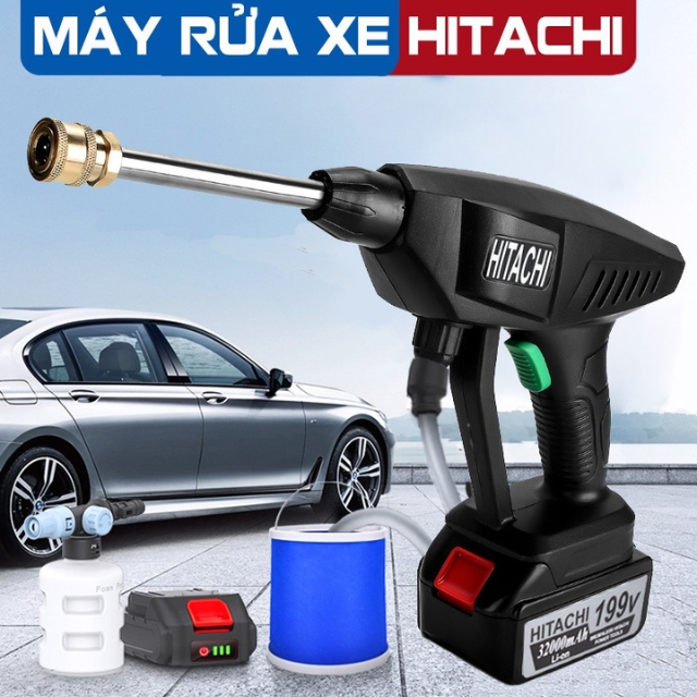 Máy bơm rửa xe cao áp dùng pin Hitachi