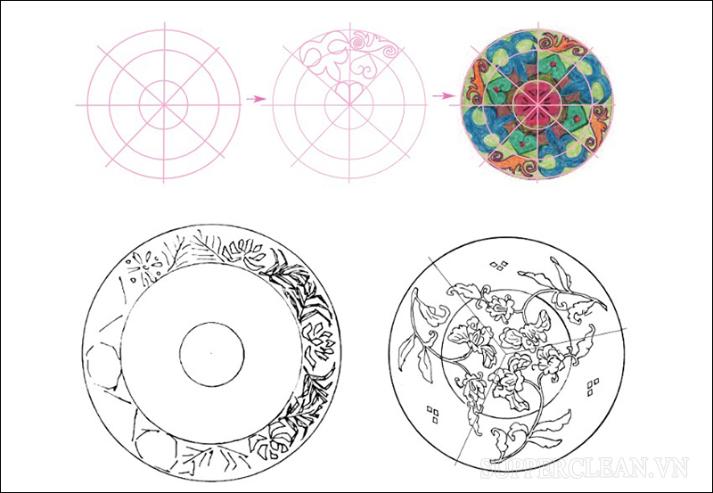 Cách vẽ trang trí đĩa tròn 